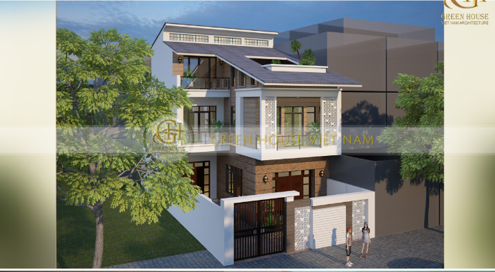 Một mẫu thiết kế nhà 3 tầng chữ L rất sáng tạo