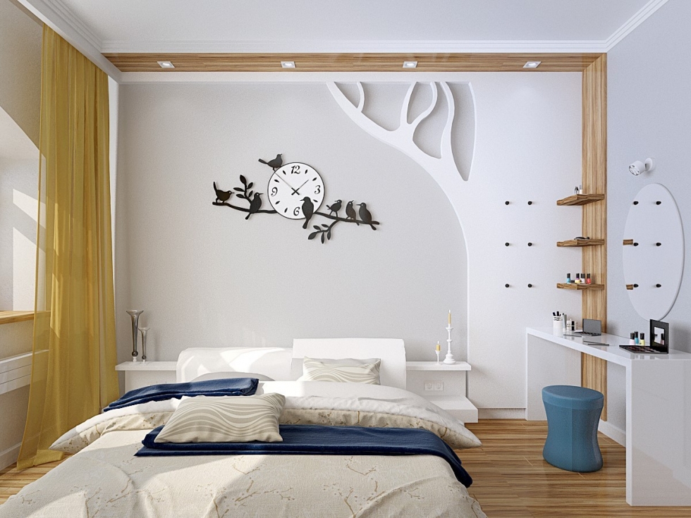 Lựa chọn trang trí phòng ngủ với gam màu sáng, nhã nhặn là dặc trưng của phong cách thiết kế Hàn Quốc