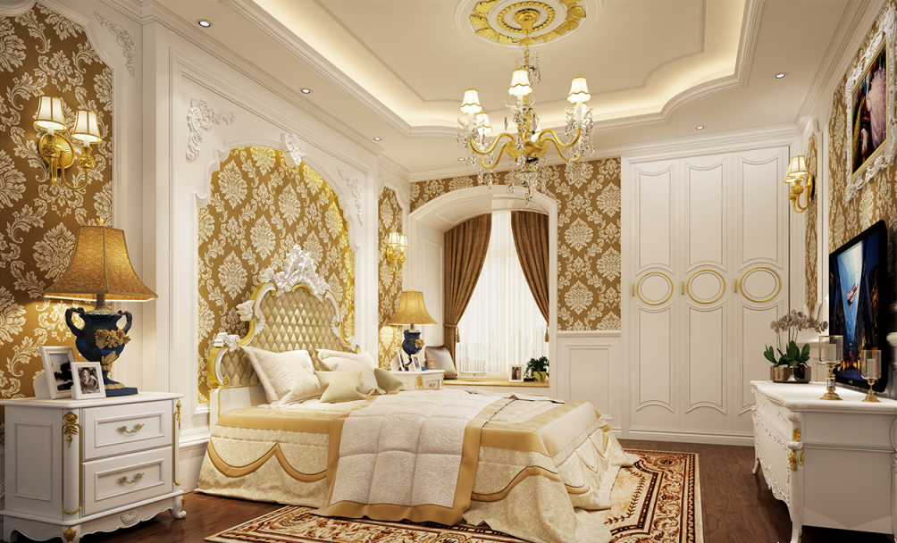 Phòng ngủ được thiết kế theo phong cách cổ điển